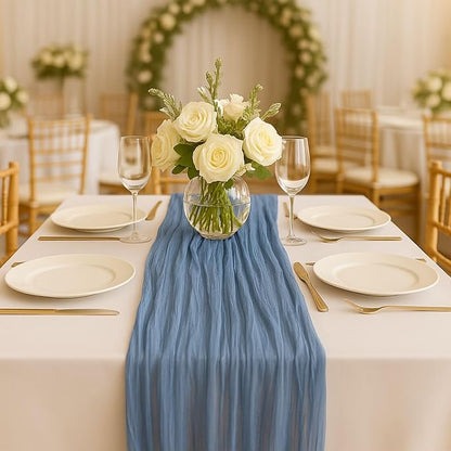 12 Pack Dusty Blue Cheesecloth Table Runner – 10FT Gauze Boho Table Runners - Image 5