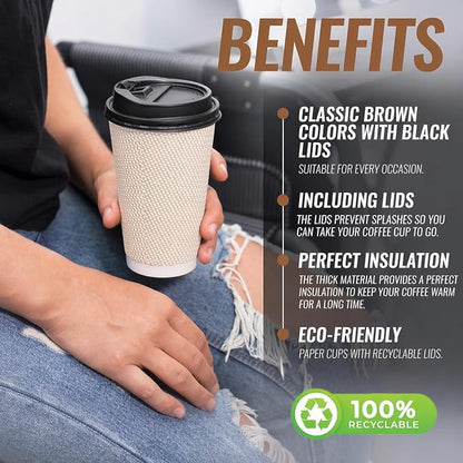 Promora 16 oz Natural Cream Disposable Coffee Cups - Image 5