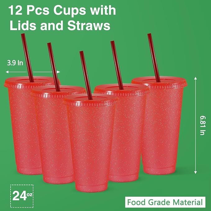 Amyhill 12 Pcs Reusable Glitter Cups - Image 2