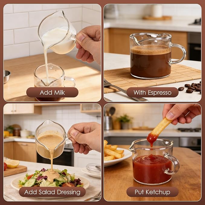 Adorever Espresso Cups Set of 2, 4 oz Double Spouts Espresso Shot Cups - Image 6