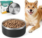 IKITCHEN Dog Bowl for Food and Water, 40 Oz Stainless Steel Pet Feeding Bowl, Durable Non-Skid Double Wall Insulated Heavy Duty with Rubber Bottom for Medium Large Sized Dogs (40 Ounces/5 Cup, Black)