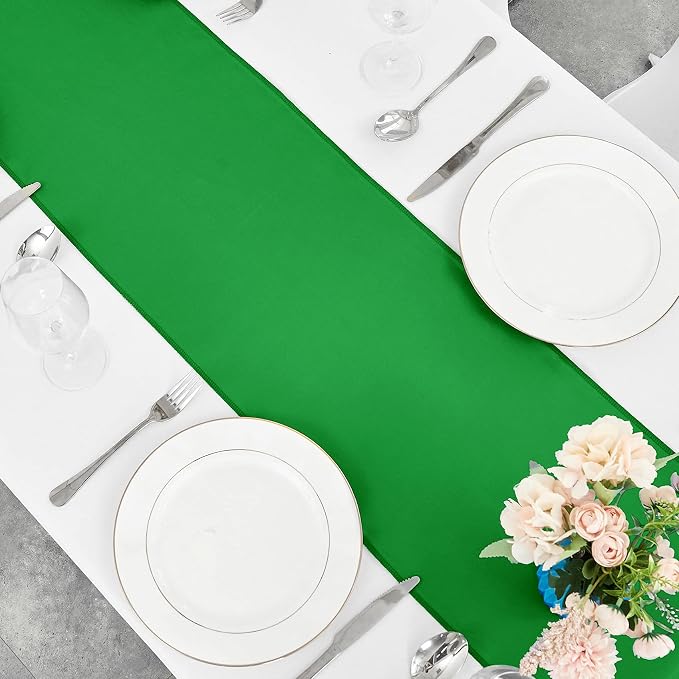 4-Pack Emerald Green Satin Table Runner 12 x 108 Inch Long Bright and Smooth - Image 7