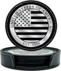 Premium American Flag Leather Coasters Set with Foil Stamped Logo - 4 USA Drink Coasters for Home, Bar Office | Flag Leather Coasters