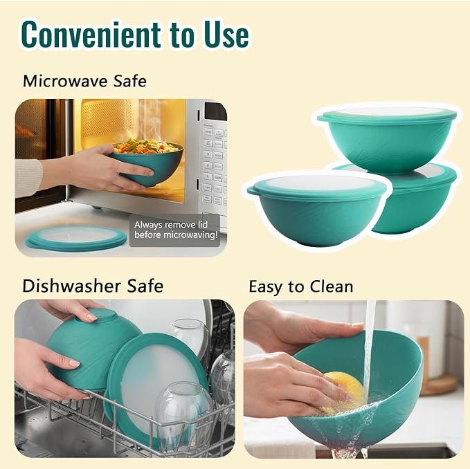 40 OZ Plastic Bowls with Lids, Unbreakable Wheat Straw Bowls Sets of 8 - Image 4