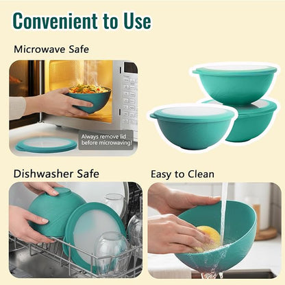 40 OZ Plastic Bowls with Lids, Unbreakable Wheat Straw Bowls Sets of 8 - Image 4