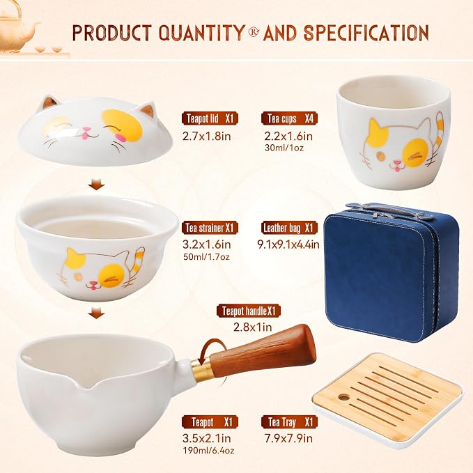 Chinese Tea Set Gongfu Tea set, Portable Teapot Set - Image 4