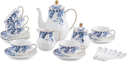 Blue Flowers Ceramic Tea Set，Tea Sets by Unknown