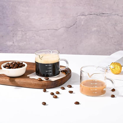 Espresso Double Spout Glass Coffee Cups - 75ML/2.5OZ Clear Borosilicate Glass - Image 3