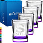 Personalized Shot Glasses Set of 4 Initial and Name 2oz Purple Bottom Etched Square Shot Glass Engraved with Custom Text Birthday Gift for Men and Women