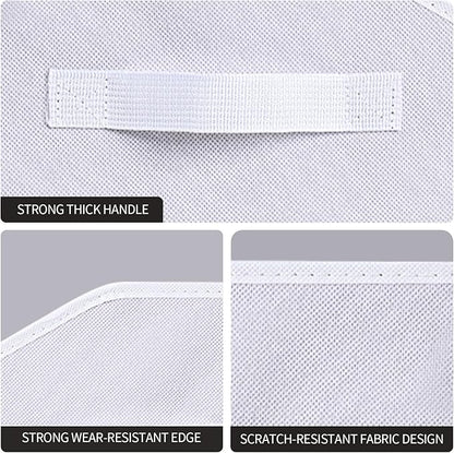 Closet Baskets for Shelves Trapezoid - Decorative Storage Baskets with Handle, Closet Bins for Organization, Shelf Storage Bins for Clothes, Books, Home, Office, 10 Pack, White
