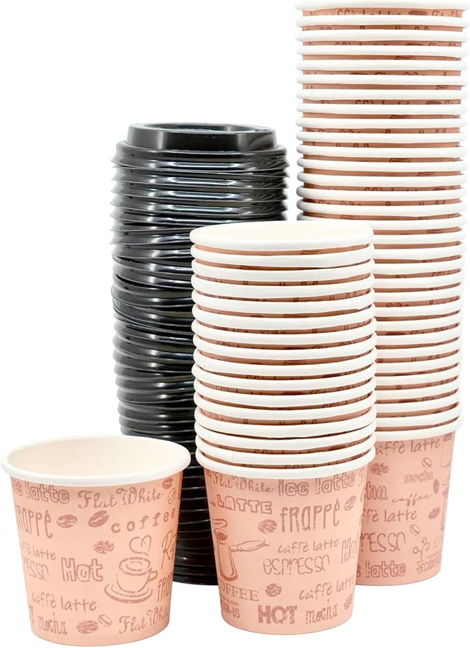 4 Oz Espresso Paper Cups with Black Lids - Image 8