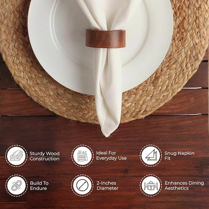 Napkin Rings Stylish Brown Napkin Ring Set of 12 Napkin Holder - Image 3