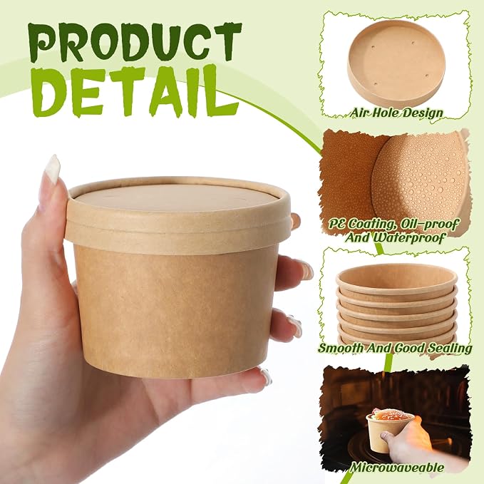 Fulmoon 100 Pack Paper Soup Containers - Image 3
