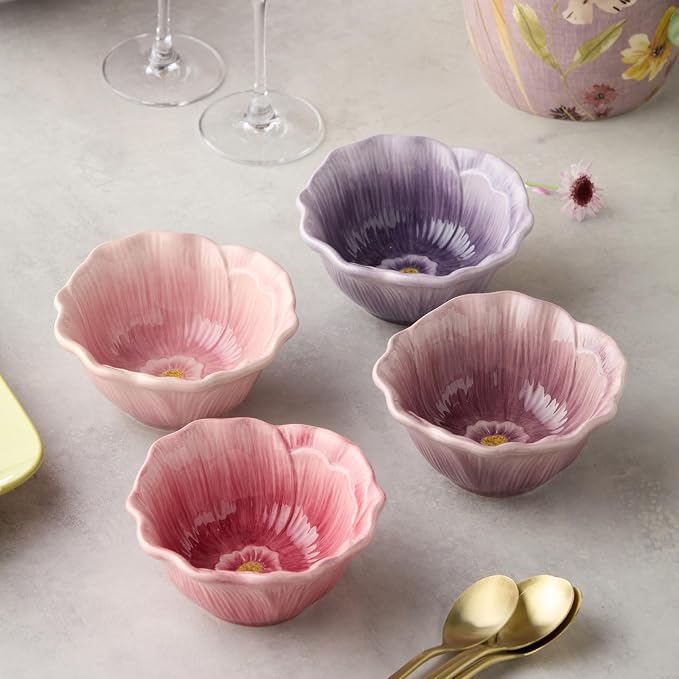 Wildflowers 3‑D Ceramic ICE CREAM/DESSERT BPWLS, sculpted floral bowls - Image 8