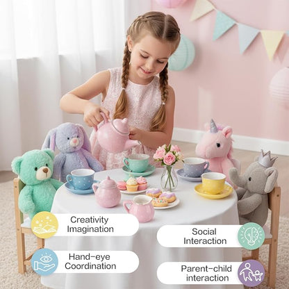 Porcelain Tea Set for Toddlers, Tea Party Set for Little Girls, Kids Tea Set - Image 7