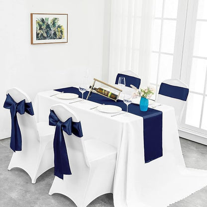 4-Pack Navy Blue Satin Table Runner 12 x 108 Inch Long Bright and Smooth Silk - Image 6