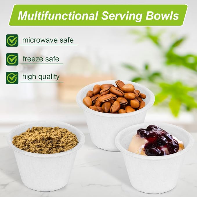 Small Paper Bowls 4 oz, 200 Pack White Bagasse | Biodegradable, Sugarcane fiber - Image 5