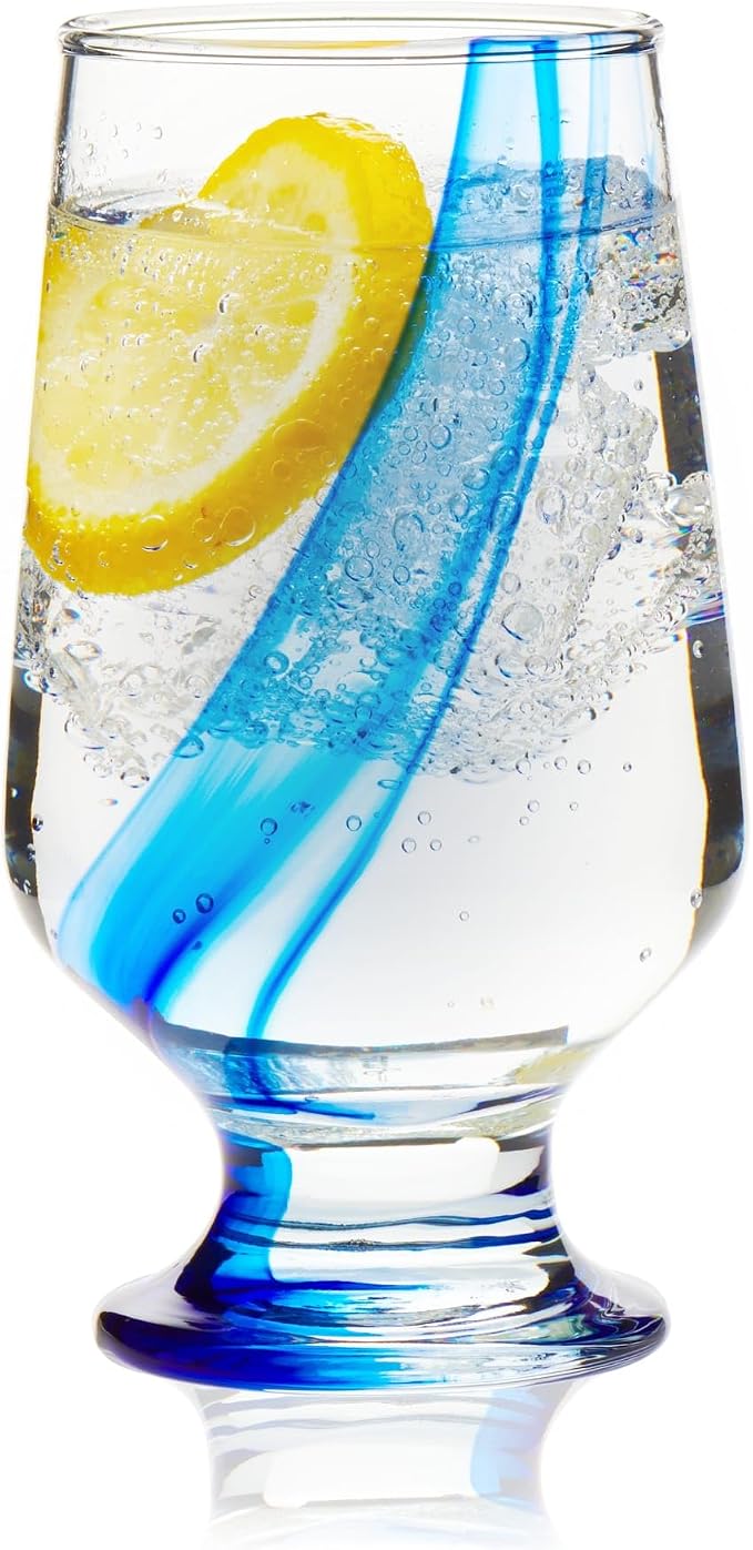 Libbey Blue Ribbon Goblet Glasses, Artisan Inspired, Durable Water Goblets Set by Libbey