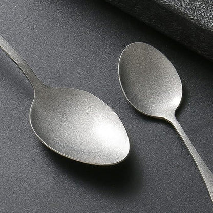Matte Silverware Set for 10 Stainless Steel Flatware Set Vintage Style Delicate Cutlery Utensils 50 Piece Include Knives Forks and Spoons Tableware Set for Home Kitchen Wedding Restaurant