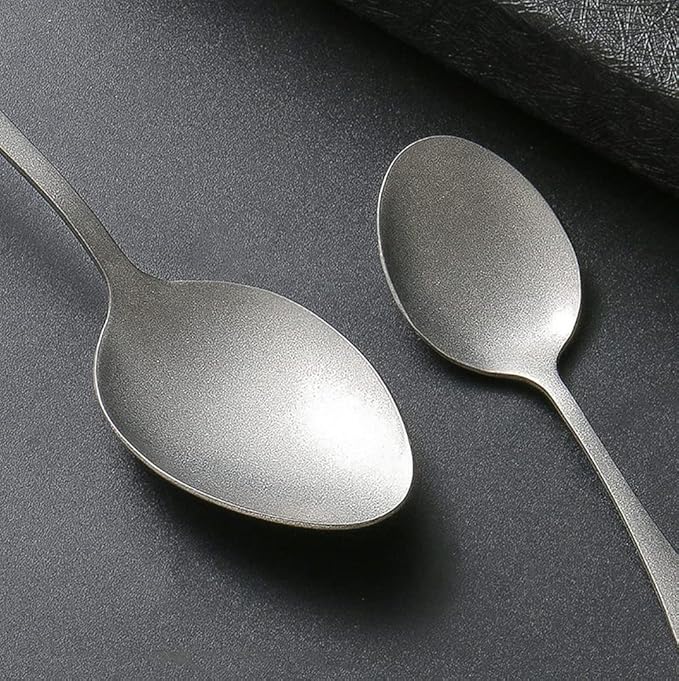 Matte Silverware Set for 16 Stainless Steel Flatware Set Vintage Style Delicate Cutlery Utensils 80 Piece Include Knives Forks and Spoons Tableware Set for Home Kitchen Wedding Restaurant