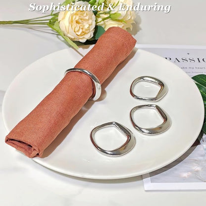 Set of 12 Silver Napkin Rings, Premium Alloy Shiny Napkin Holder Buckles Mobius - Image 4