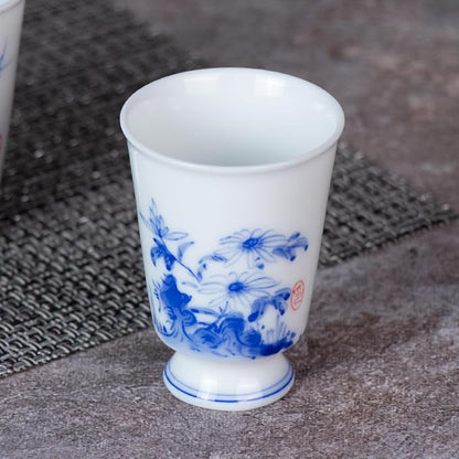 KAMMAK Ceramic Tea Cups Set of 4, 1.5 oz, Vintage Small Teacups, 730N | Hand - Image 6