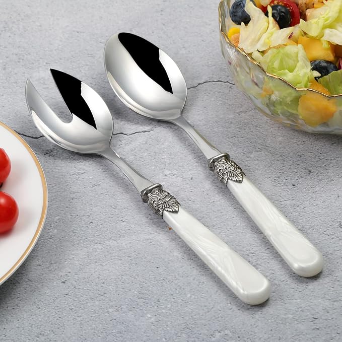 2-piece Salad Servers Stainless Steel Salad Serving Set Salad Fork and Spoon - Image 2