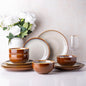 LERATIO Ceramic Dinnerware Sets for 4, Coupe Plates and Bowls Sets,Highly Chip and Crack Resistant | Dishwasher & Microwave & Oven Safe Dishes set,Reactive Glaze Dinnerware- Service for 4（12pcs）