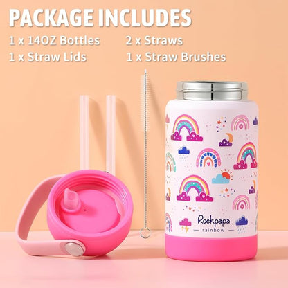 rockpapa 14 oz Kids Insulated Water Bottle，Stainless Steel Toddler Cups - Image 7