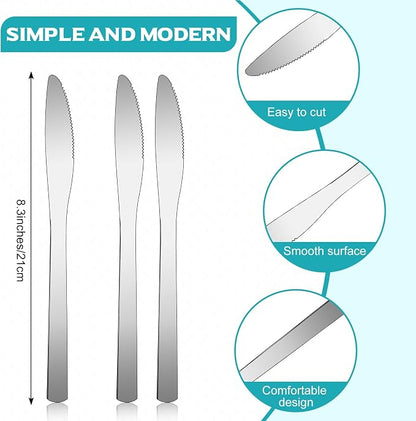 Gisafai 150 Pcs Stainless Steel Dinner Knives 8.3 Inches Spreader Knives - Image 2
