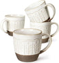 Artena Ceramic Coffee Mugs Set of 4, 16oz Embossed Large Latte Mugs Coffee Cups by Artena