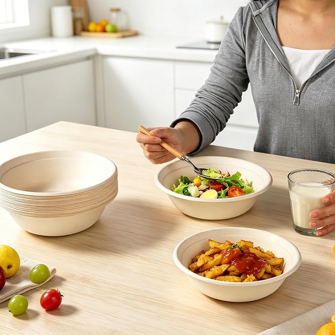Dynta Paper Bowls 32oz, 110 Pack | Large Compostable Disposable Bowls - Image 5