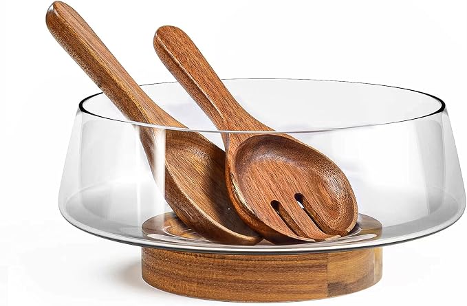 KITEISCAT Extra Large Glass Salad Bowl Set by KITEISCAT