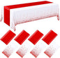 Breling 8 Pack White and Red Disposable Plastic Tablecloths and Satin Table Runner Set, 54 x 108 Inch Tablecloth, 12 x 108 Inch Table Runners for Wedding Graduation Birthday Baby Shower
