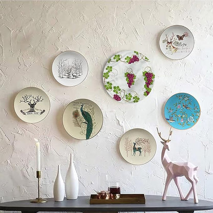 Ceramic Plates, Vine Decorative Ceramic Plates, Agriculture Harvest Yield, 8 Inch, Household Plates Decorative, Multicolor