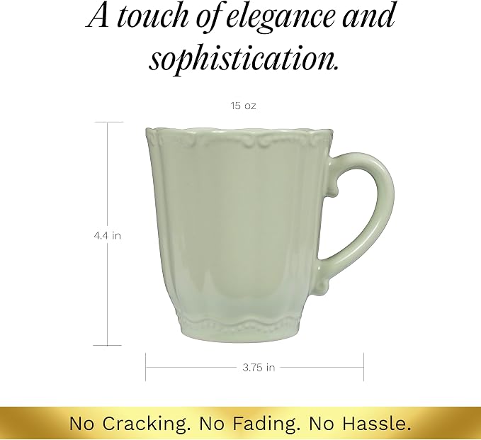 SANGO Bethany Sage Mugs Set of 4, 15 oz Stoneware Green Coffee Mugs, Vibrant - Image 7