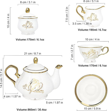 fanquare British Porcelain Tea Coffee Set 22 Piece New Bone China Gold Tulip - Image 6