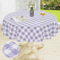 misaya Round Waterproof Vinyl Table Cloth, Buffalo Flannel Backed Tablecloth, Wipeable Plastic Table Cover for Dinner, Kitchen, Picnic (60", Lavender and White)