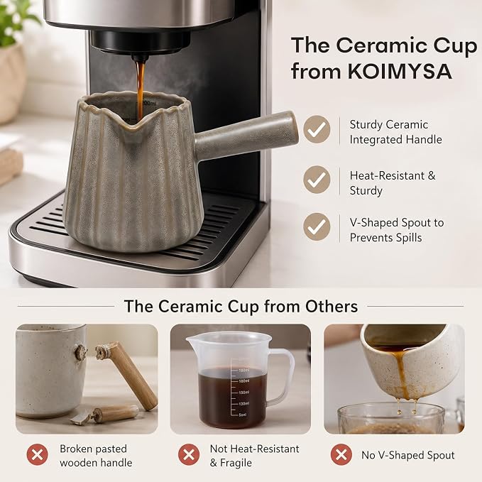 Espresso Cups Set of 2, 6 OZ Ceramic Espresso Shot Cups - Image 3