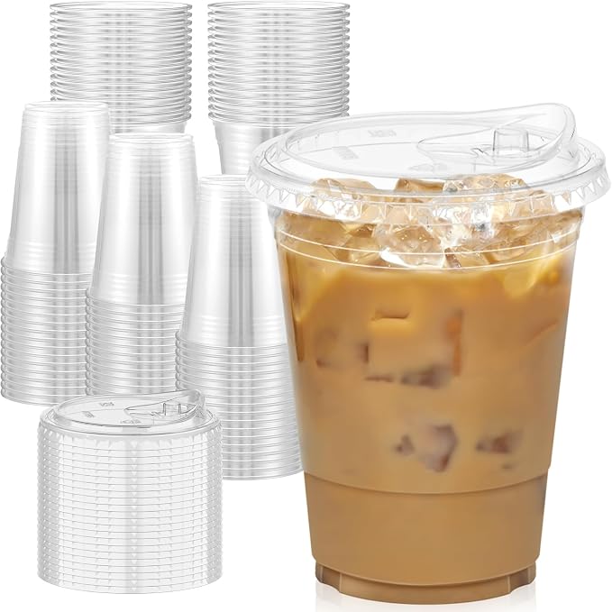 Dealusy 100 Pack - 16 oz Clear Plastic Cups by Dealusy