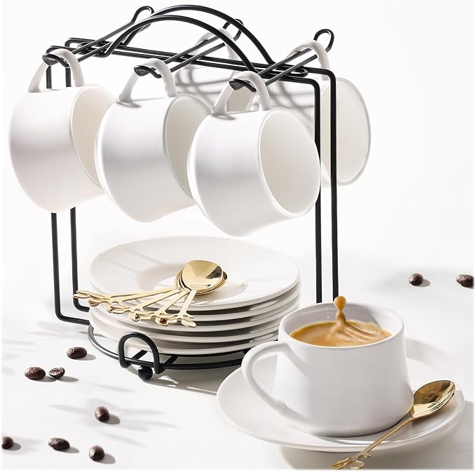 Lareina 3-Ounce Porcelain Espresso Cups Set of 6, Stackable Coffee Cups by Lareina