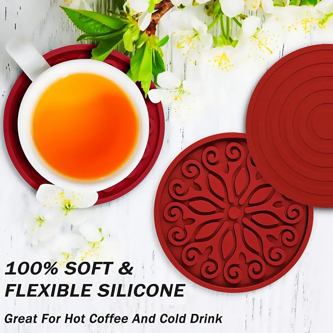 Silicone Coasters for Drinks, Resistant Reusable Drink Coasters-Great Gift for - Image 2