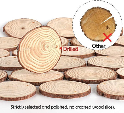 50Pcs Wood Slices for Crafts, 2.4"-2.8" Unfinished Wood Circles for Crafts - Image 7