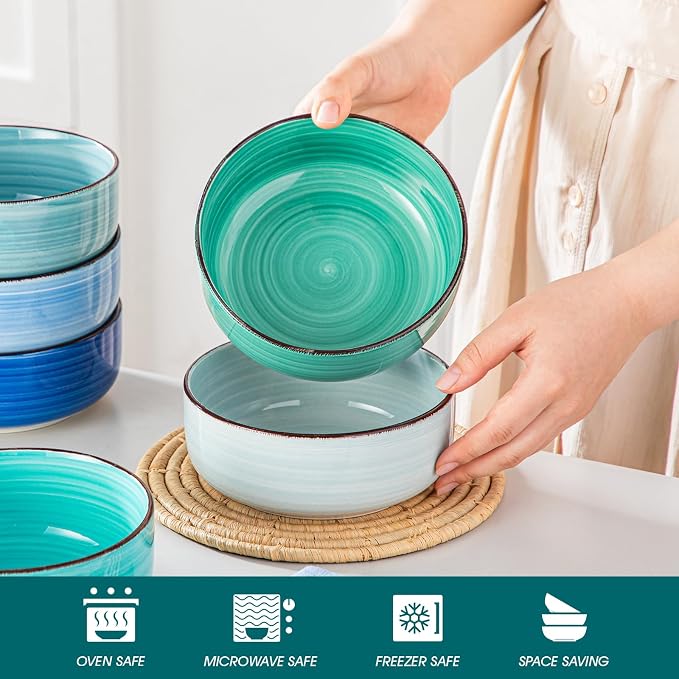 vancasso Bonita Cereal Bowl Set of 6, 24 Oz Ceramic Bowls - Image 4