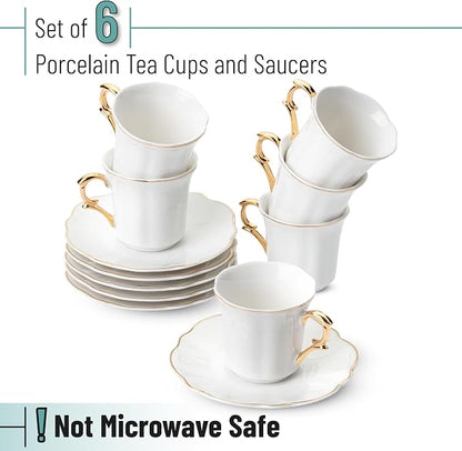 BTaT- Porcelain Espresso Cups Set, 3 oz, 6 Set, Small Coffee Mugs - Image 2
