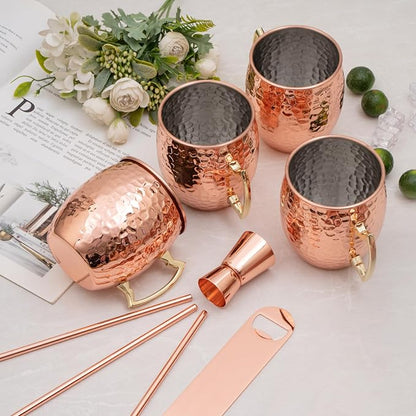 Amrules Moscow Mule Mugs Set of 4, 16 OZ Hammered Copper Cups - Image 7