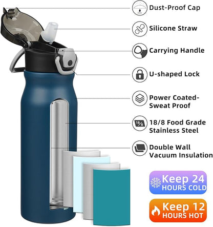 BJPKPK 25 oz Insulated Water Bottle, Stainless Steel Flask | Leak Proof Locking - Image 2