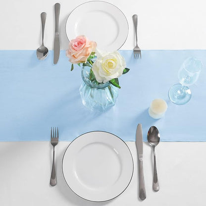 Manyshofu Baby Blue Satin Table Runner 12x72 - Image 2