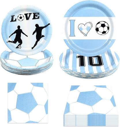 180Pcs Blue Soccer Party Supplies Paper Plates and Napkins Serve 60 | by Hpscdyo
