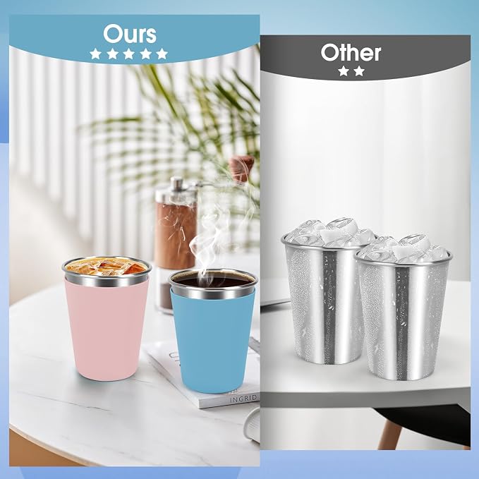 Stainless Steel Cups for Kids and Toddlers, 12oz Stackable Stainless Steel Kids - Image 6